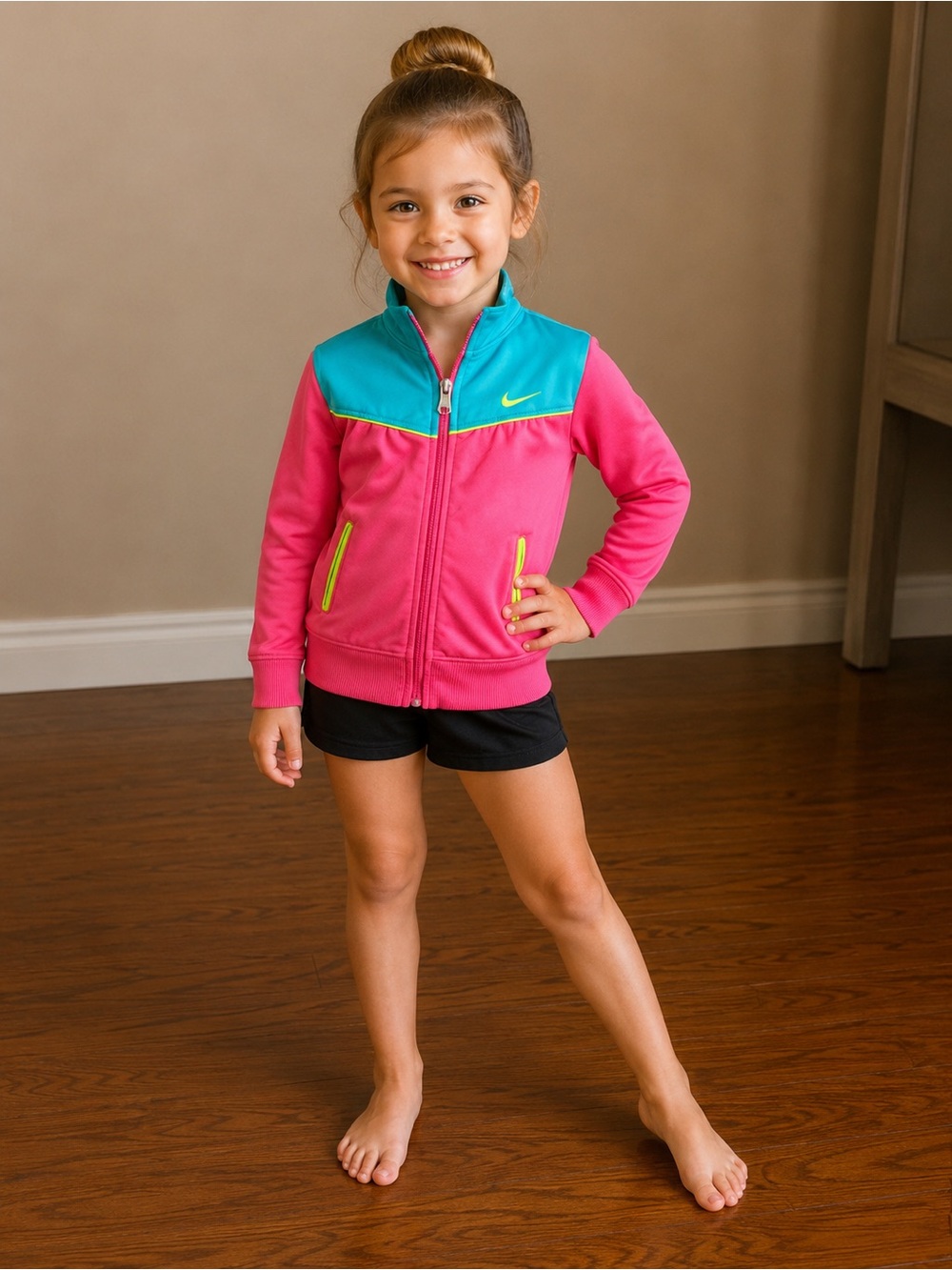 Nike Girls Full-Zip Track Jacket Pink & Teal | Size 5